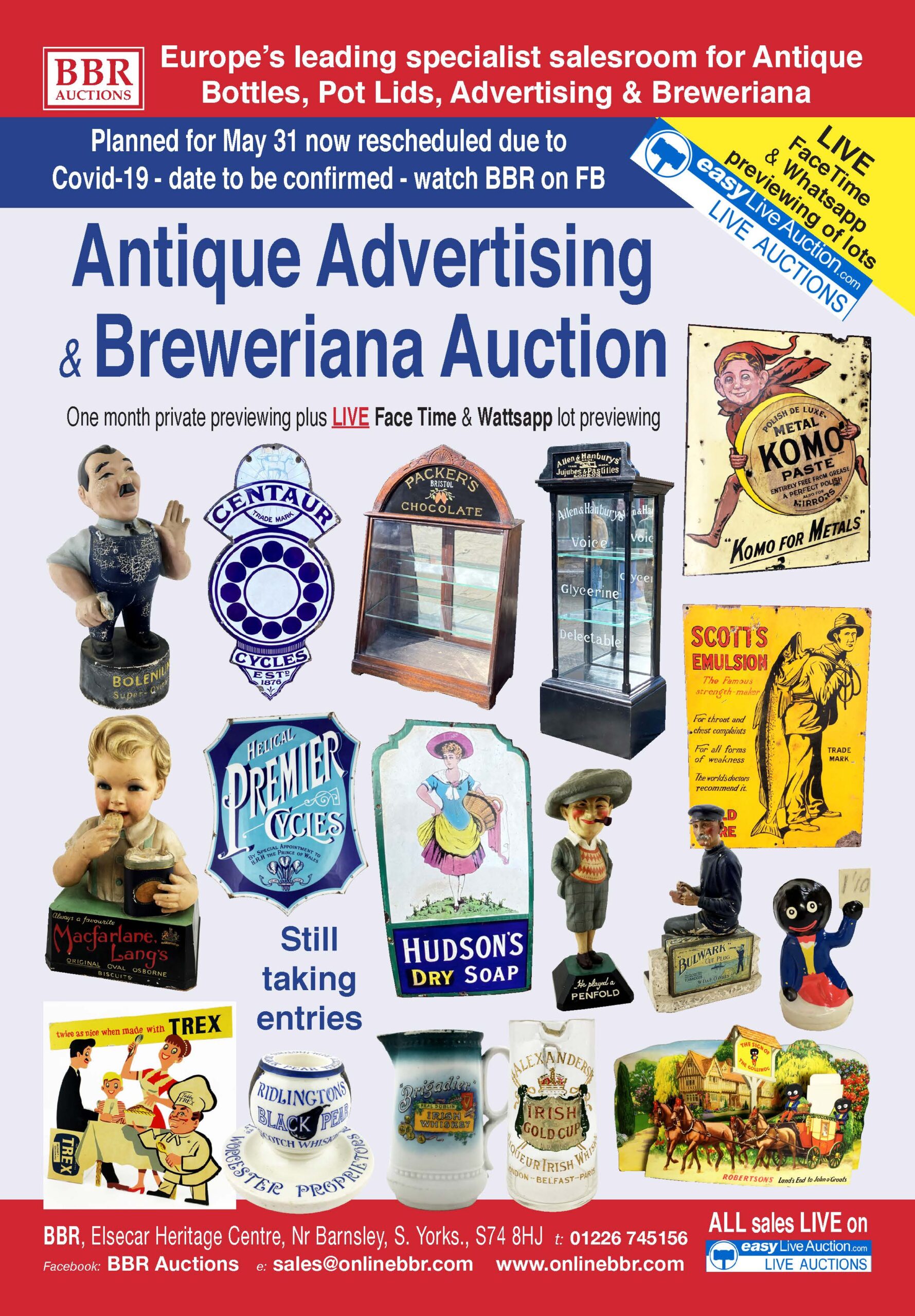 Antique Advertising & Breweriana Auction rescheduled…